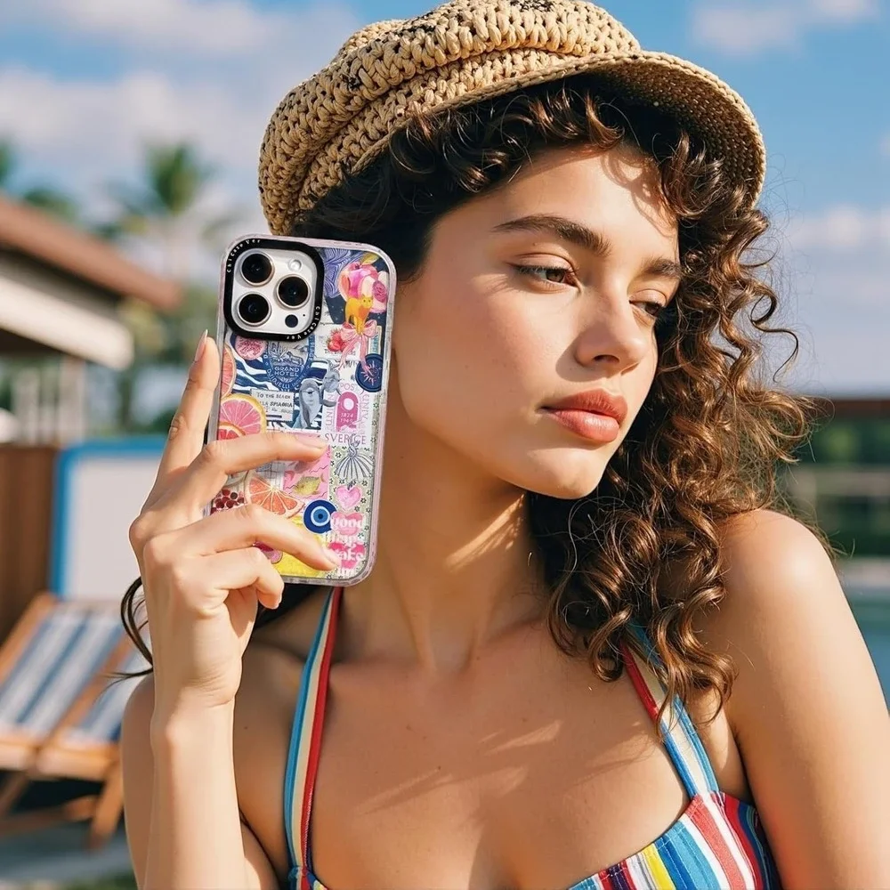 iPhone 16 Plus Case,Expressive Y2K Citrus Coastal Sea Vintage Collage Design